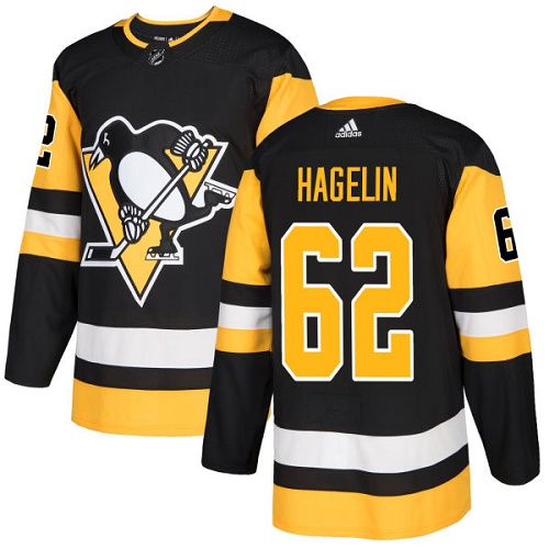 Adidas Penguins #62 Carl Hagelin Black Home Authentic Stitched NHL Jersey